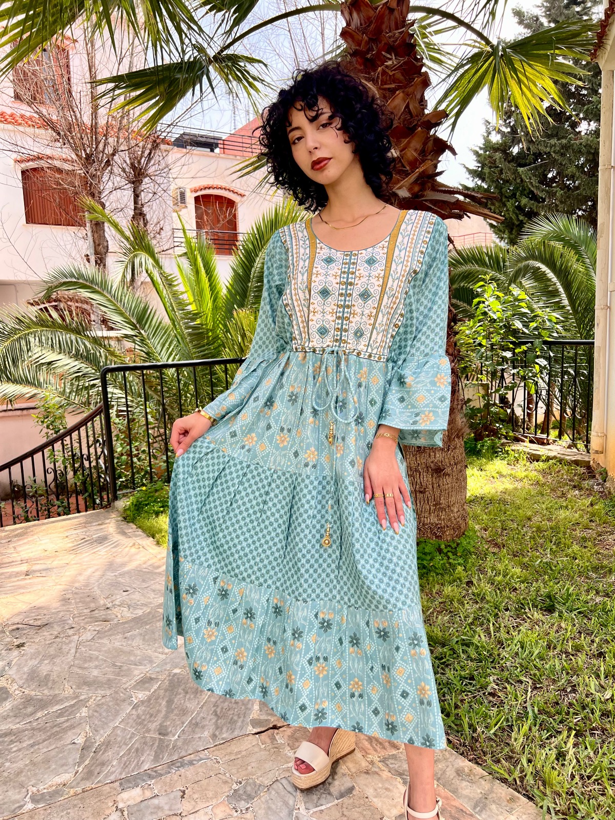 Robe India bleu 