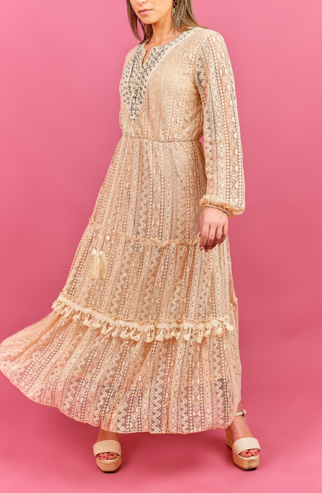 Robe bohème Beige et strass