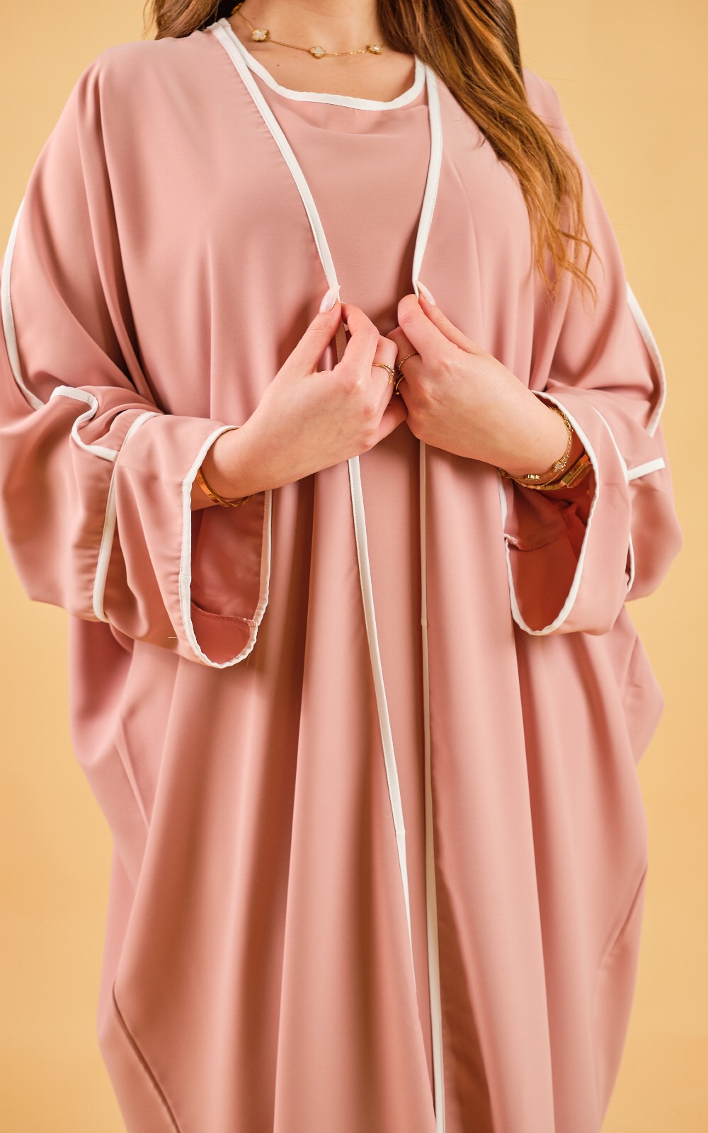 Abaya deux pièces Rose Clair