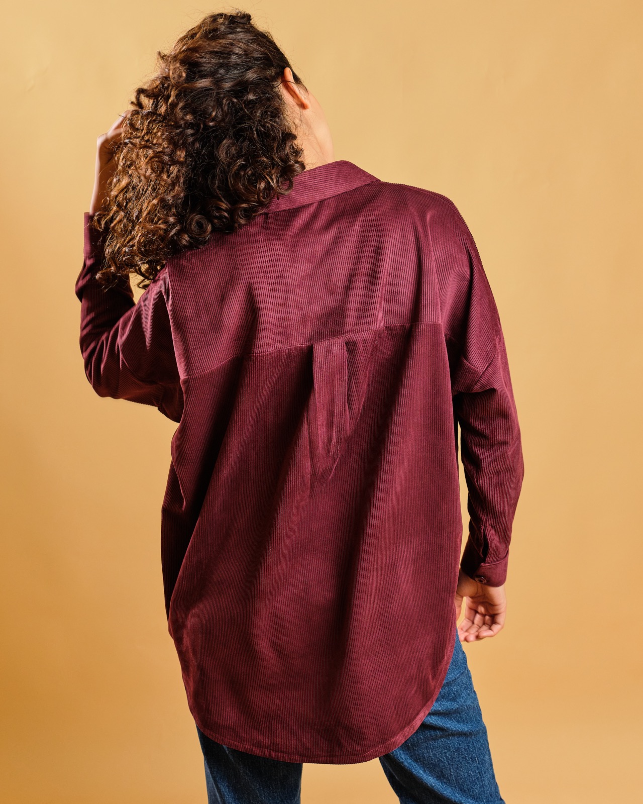 Chemise en velours Bordeaux 