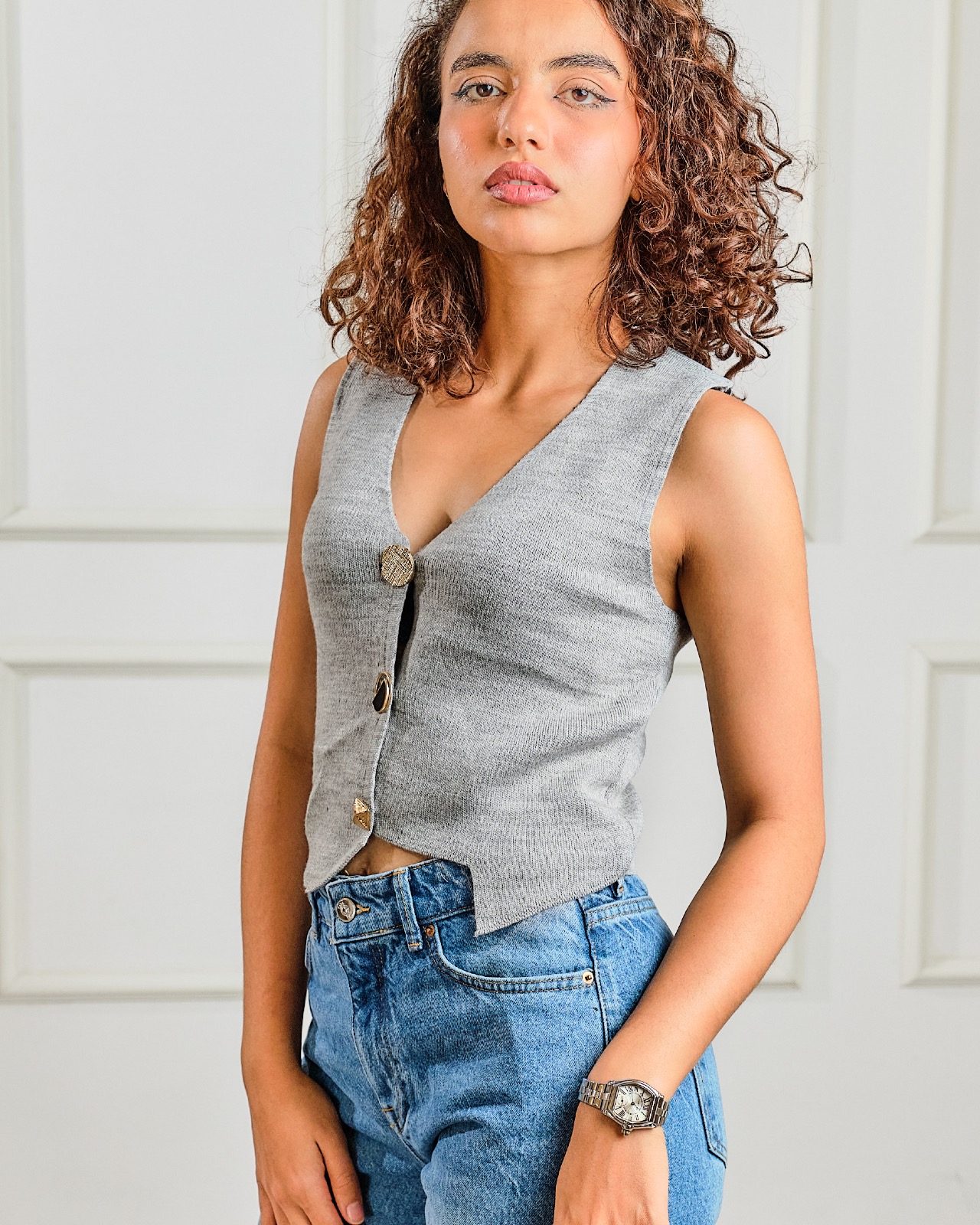 Gilet asymétrique Gris 