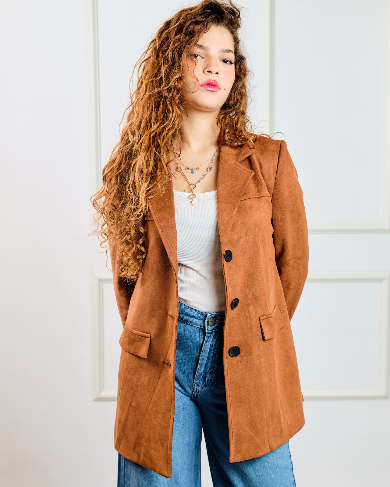 Blazer en oversized camel