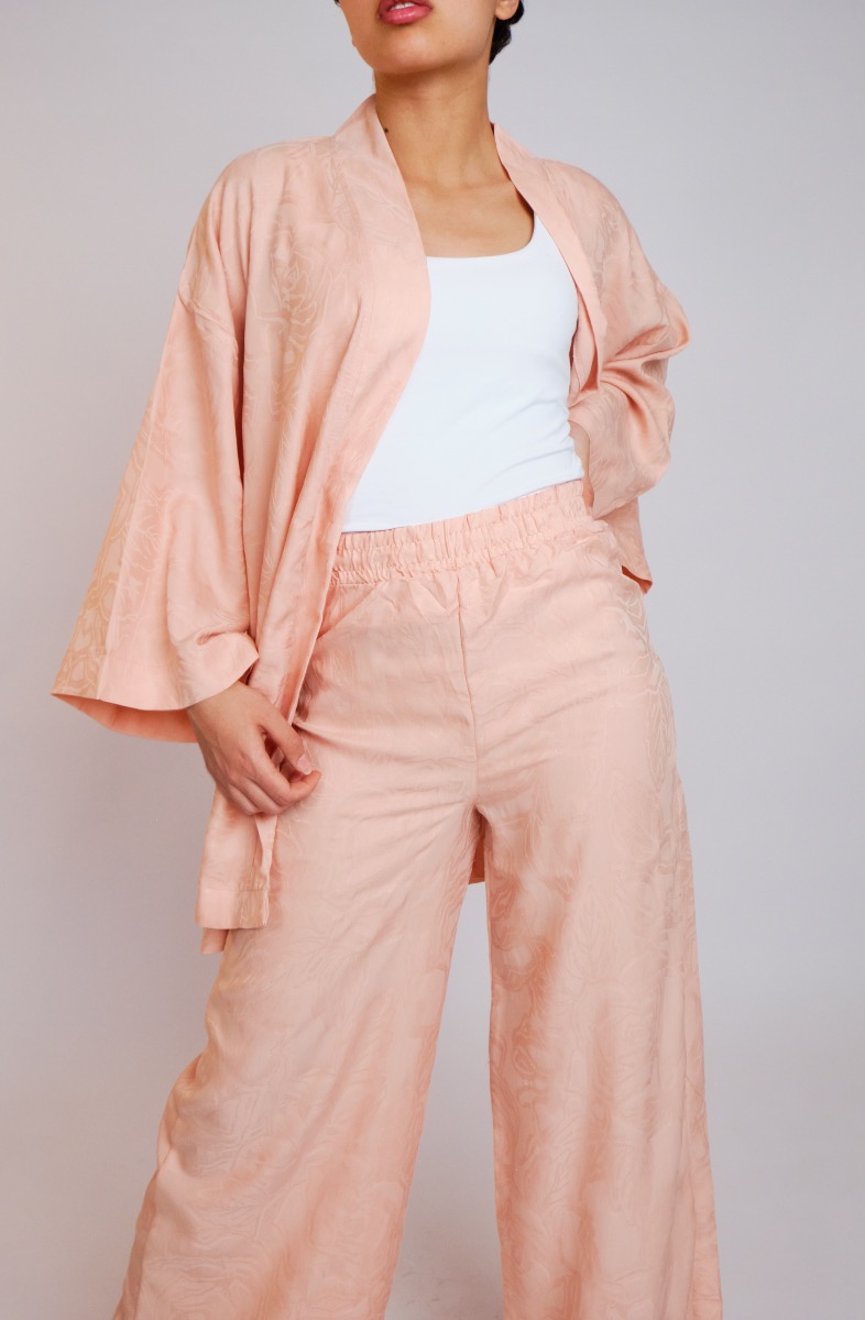 Ensemble pantalon kimono abricot 